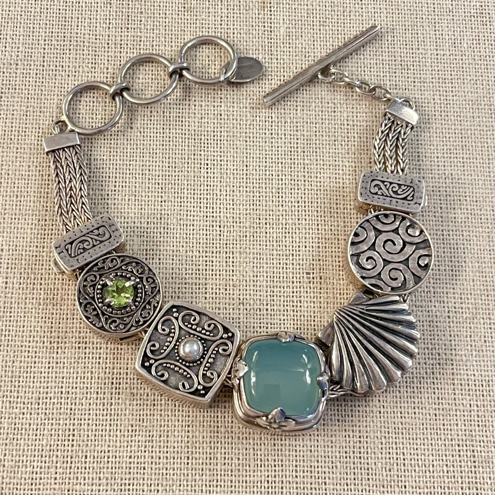 LORI BONN Sterling Silver Gemstone Charm Bracelet